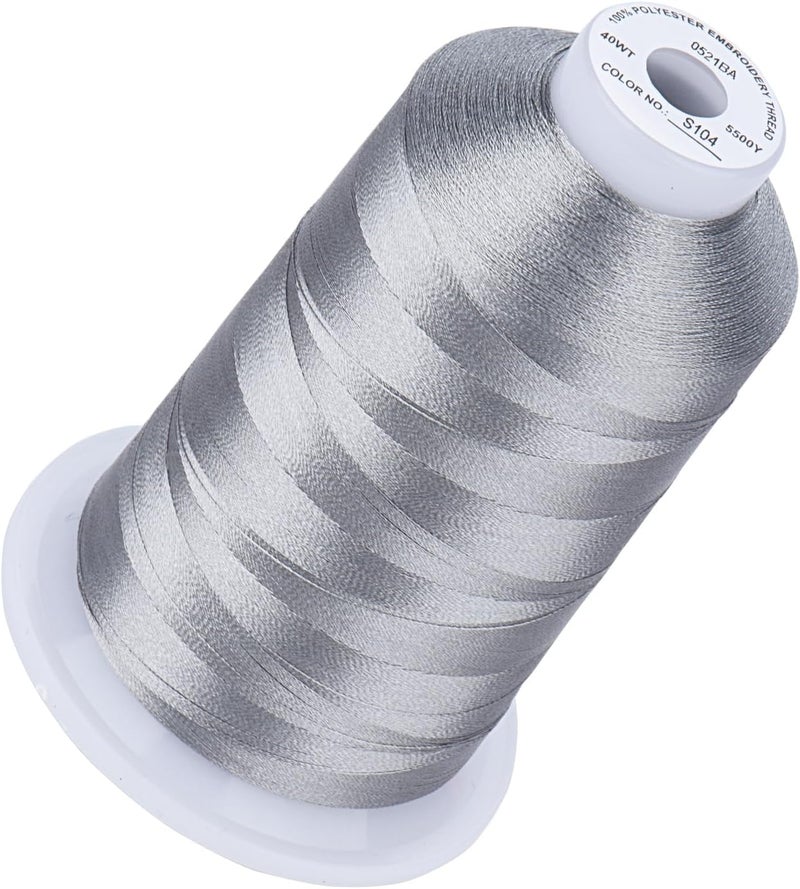 simthread 5500Yds Embroidery Thread, 5000M High-Yardage 40WT 100% Polyester Thread – 170+ Vivid Colors, High-Speed Rated – Compatible with Brother, Singer, Janome & More - Weathered Gray S104 - Image 1